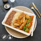 400g - Filé de Frango Grelhado, Arroz Branco, Feijão Carioca e Mix Selecionado de Legumes
