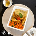 400g - Filé de Frango Grelhado, Purê de Batata e Mix Mediterrâneo de Legumes