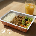 400g - Strogonoff de Patinho, Arroz Branco e Mix Mediterrâneo de Legumes