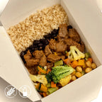 400g - Picadinho de Patinho, Arroz Cateto Integral, Feijão Preto e Mix Selecionado de Legumes